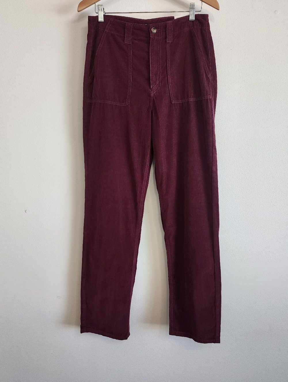 American Eagle Baggy Mom Corduroy Pant NWT High Rise Burgundy Size 8 - Picture 2 of 11